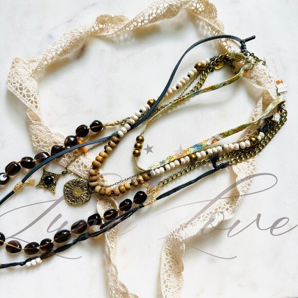 FREE PEOPLE x Ariana Ost Wavey Baby Layered Necklace In Natural NWT - Picture 2 of 6